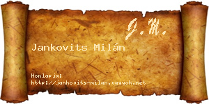 Jankovits Milán névjegykártya